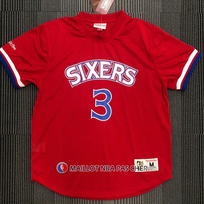 Maillot Manche Courte Philadelphia 76ers Allen Iverson NO 3 Rouge